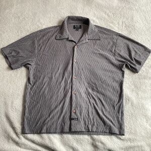 BC Ethic Club Shirt Men's M Gray Holes Geometric Clubbing Party Short Sleeve